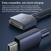140W USB-C / Type-C to MagSafe 3 Nylon Braided Magnetic Charging Cable, Length: 2m (White)