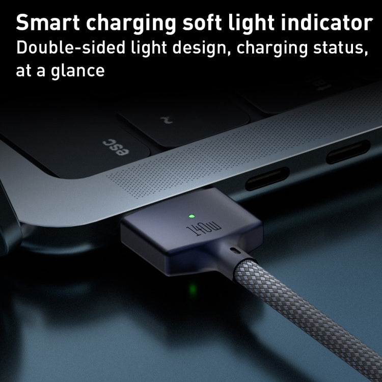 140W USB-C / Type-C to MagSafe 3 Nylon Braided Magnetic Charging Cable, Length: 2m (Blue)