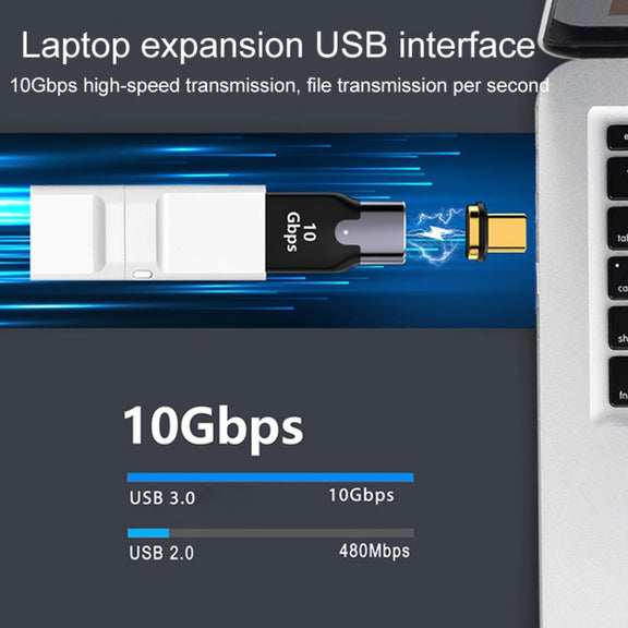 10 Gbps USB Female to USB-C/Type-C Male Magnetic Side Bend Charging Adapter (Grey)