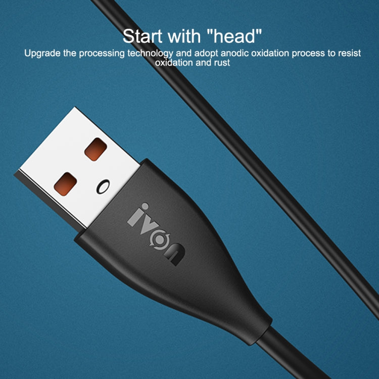 IVON CA87 USB to 8 Pin TPE Fast Charge Data Cable, Cable Length: 1m(Black)