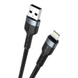 IVON CA88 12W 2.4A USB to 8 Pin Nylon Braid Fast Charge Data Cable, Cable Length: 1m (Black) - Normal Style Cable by IVON | Online Shopping South Africa | PMC TechLife