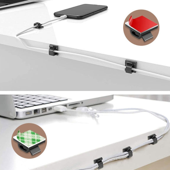 HG2392 50 PCS Desktop Data Cable Organizer Fixing Clip, Gum Type: Acrylic (White)