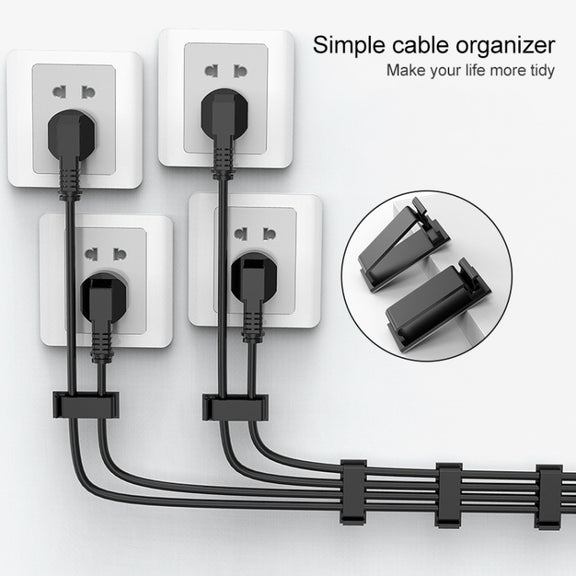 HG2613 20 PCS Desktop Data Cable Organizer Fixing Clip (Black)