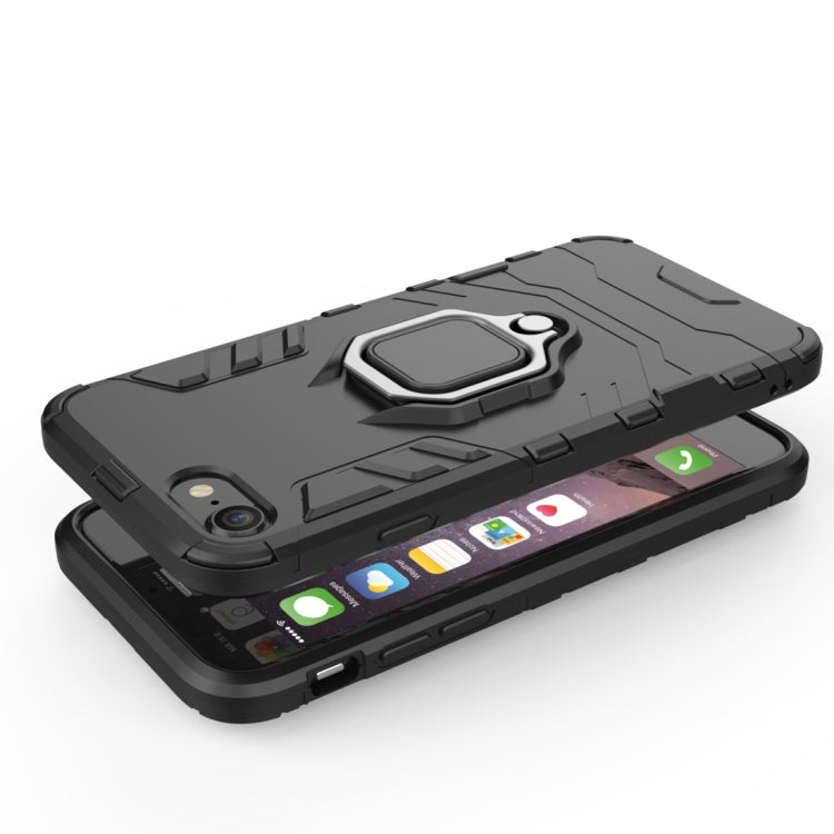 PC + TPU Shockproof Protective Case for iPhone 8 Plus & 7 Plus, with Magnetic Ring Holder (Navy Blue)