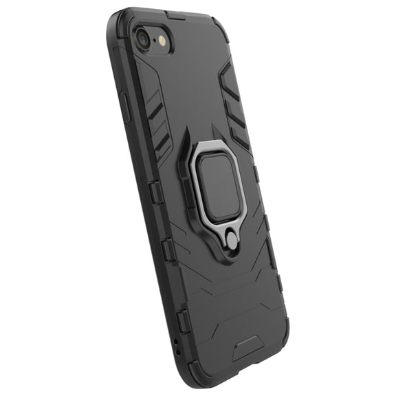 PC + TPU Shockproof Protective Case for iPhone 8 Plus & 7 Plus, with Magnetic Ring Holder (Navy Blue)
