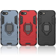 PC + TPU Shockproof Protective Case for iPhone 8 Plus & 7 Plus, with Magnetic Ring Holder (Navy Blue)