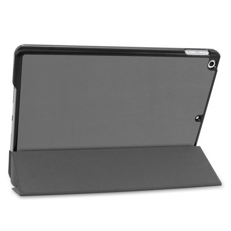 For iPad 10.2 Custer Texture Horizontal Flip Smart PU Leather Case with Sleep / Wake-up Function & Three-folding Holder (Grey)