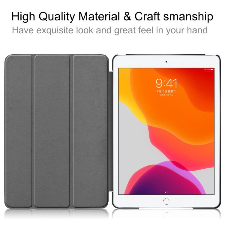 For iPad 10.2 Custer Texture Horizontal Flip Smart PU Leather Case with Sleep / Wake-up Function & Three-folding Holder (Grey)