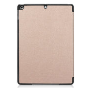 For iPad 10.2 Custer Texture Horizontal Flip Smart PU Leather Case with Sleep / Wake-up Function & Three-folding Holder (Gold)
