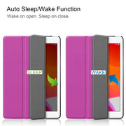 For iPad 10.2 Custer Texture Horizontal Flip Smart PU Leather Case with Sleep / Wake-up Function & Three-folding Holder (Purple)