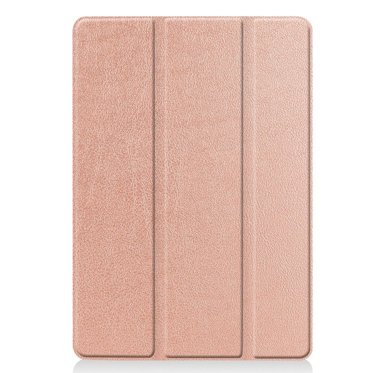 For iPad 10.2 Custer Texture Horizontal Flip Smart PU Leather Case with Sleep / Wake-up Function & Three-folding Holder (Rose Gold)