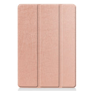 For iPad 10.2 Custer Texture Horizontal Flip Smart PU Leather Case with Sleep / Wake-up Function & Three-folding Holder (Rose Gold)
