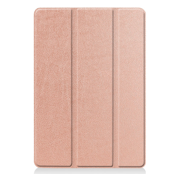 For iPad 10.2 Custer Texture Horizontal Flip Smart PU Leather Case with Sleep / Wake-up Function & Three-folding Holder (Rose Gold)