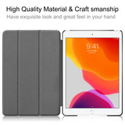 For iPad 10.2 Custer Texture Horizontal Flip Smart PU Leather Case with Sleep / Wake-up Function & Three-folding Holder (Rose Red)