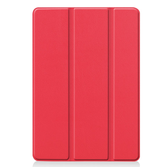 For iPad 10.2 Custer Texture Horizontal Flip Smart PU Leather Case with Sleep / Wake-up Function & Three-folding Holder (Red)
