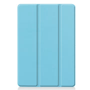 For iPad 10.2 Custer Texture Horizontal Flip Smart PU Leather Case with Sleep / Wake-up Function & Three-folding Holder (Sky Blue)