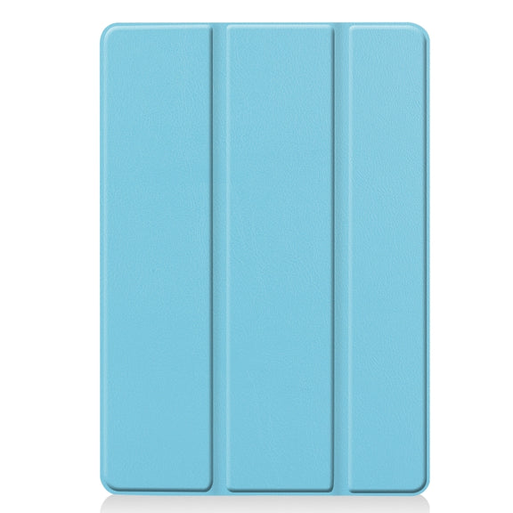 For iPad 10.2 Custer Texture Horizontal Flip Smart PU Leather Case with Sleep / Wake-up Function & Three-folding Holder (Sky Blue)