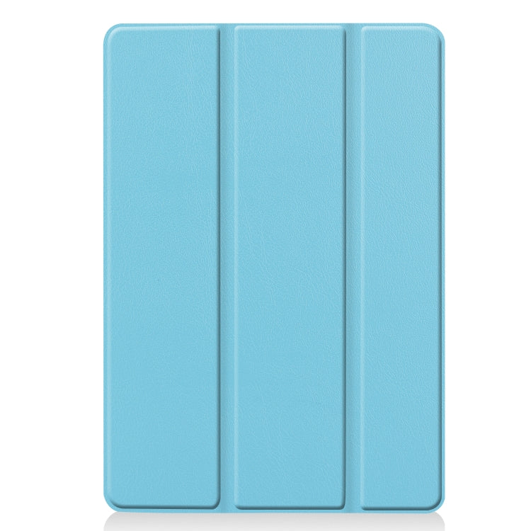 For iPad 10.2 Custer Texture Horizontal Flip Smart PU Leather Case with Sleep / Wake-up Function & Three-folding Holder (Sky Blue)