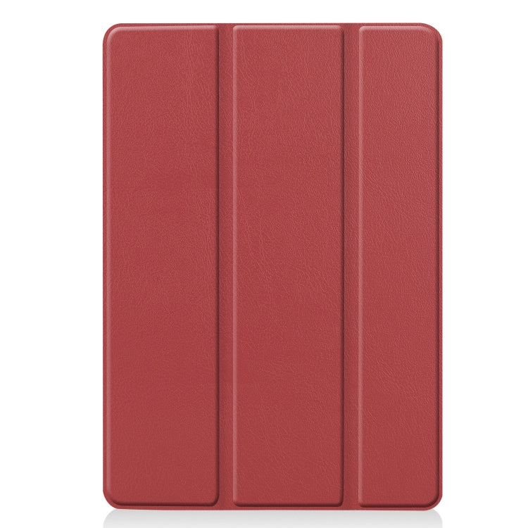 For iPad 10.2 Custer Texture Horizontal Flip Smart PU Leather Case with Sleep / Wake-up Function & Three-folding Holder (Wine Red)