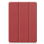 For iPad 10.2 Custer Texture Horizontal Flip Smart PU Leather Case with Sleep / Wake-up Function & Three-folding Holder (Wine Red)