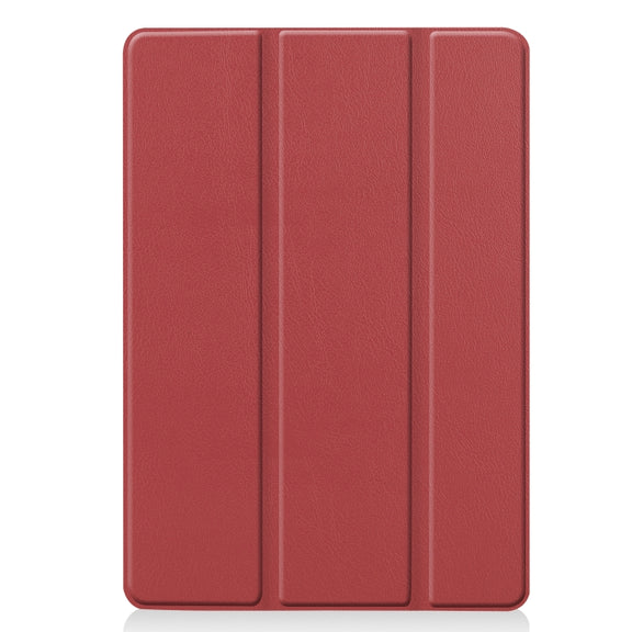 For iPad 10.2 Custer Texture Horizontal Flip Smart PU Leather Case with Sleep / Wake-up Function & Three-folding Holder (Wine Red)