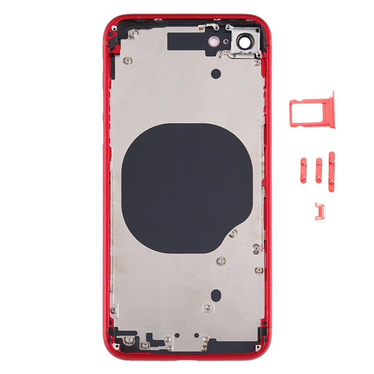 Battery Back Cover with Camera Lens Cover & SIM Card Tray & Side keys for iPhone SE 2020(Red)