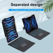T129-AS For iPad Air 13 2025 / Pro 12.9 2022 / 2021 / 2020 / 2018 Touch Backlight Split Type Bluetooth Keyboard Leather Case