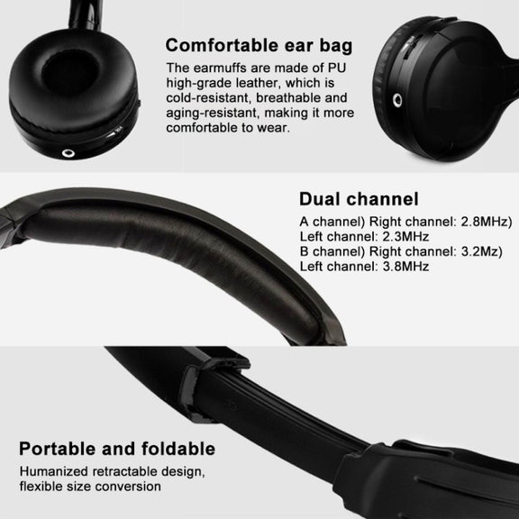 LPT03 Headset Wireless Infrared Dual/Single Channel Earphone (Black)