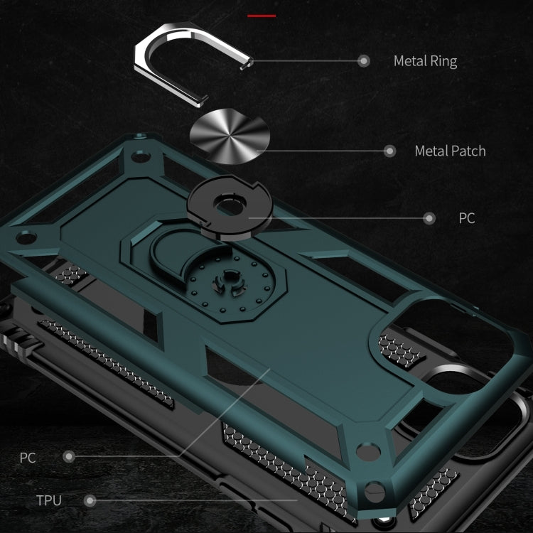 Armor Shockproof TPU + PC Protective Case for iPhone 11, with 360 Degree Rotation Holder (Green)