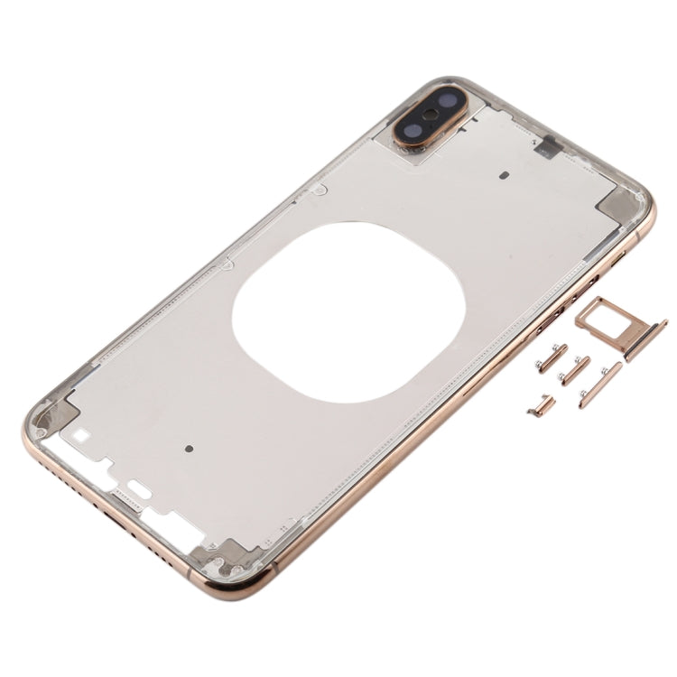 Transparent Back Cover with Camera Lens & SIM Card Tray & Side Keys for iPhone XS Max(Gold)