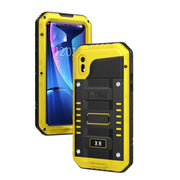 For iPhone XR Water-resistant Dustproof Shockproof Zinc Alloy + Silicone Case (Yellow)