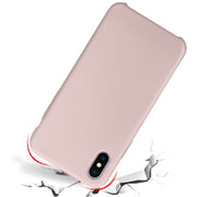 For iPhone XR Four Corners Full Coverage Liquid Silicone Case(Light Pink)