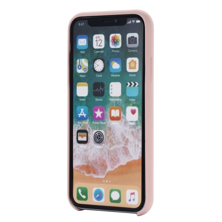 For iPhone XR Four Corners Full Coverage Liquid Silicone Case(Light Pink)
