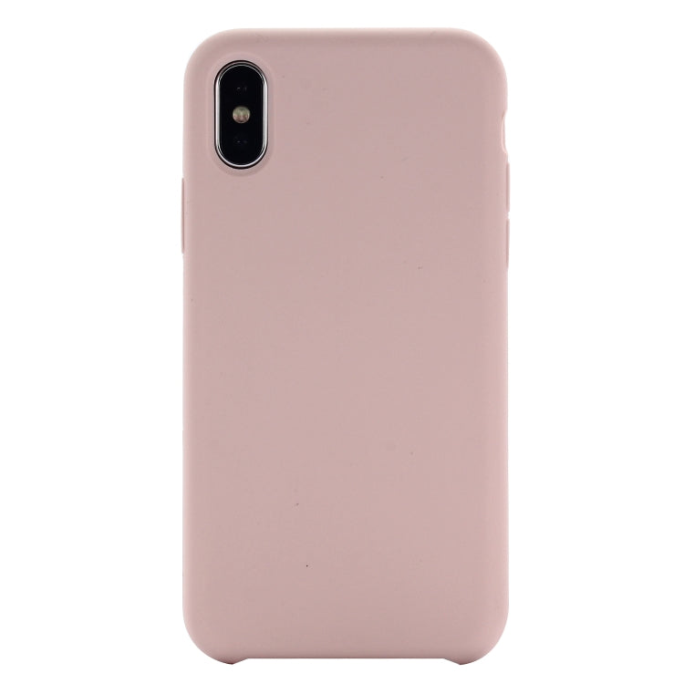 For iPhone XR Four Corners Full Coverage Liquid Silicone Case(Light Pink)