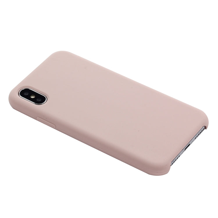 For iPhone XR Four Corners Full Coverage Liquid Silicone Case(Light Pink)