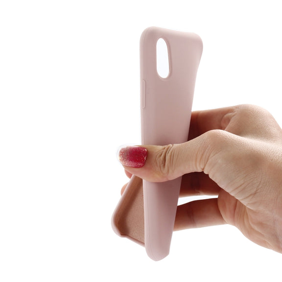 For iPhone XR Four Corners Full Coverage Liquid Silicone Case(Light Pink)