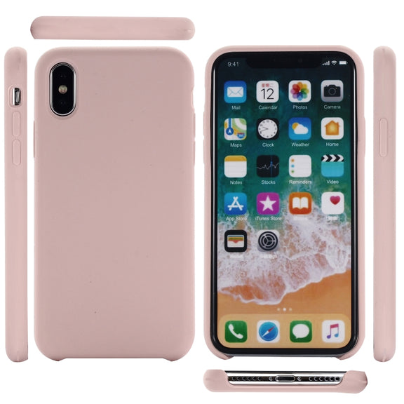 For iPhone XR Four Corners Full Coverage Liquid Silicone Case(Light Pink)
