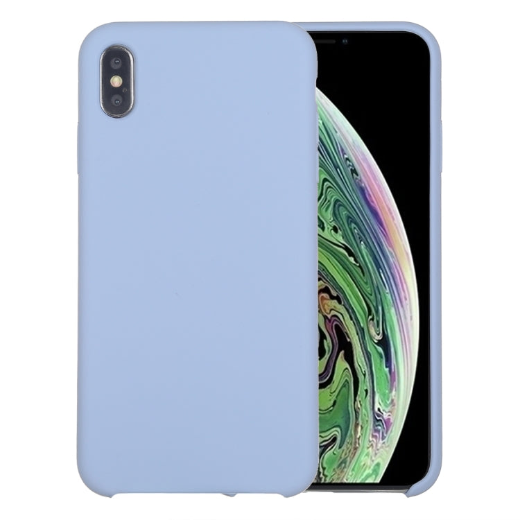 For iPhone XR Four Corners Full Coverage Liquid Silicone Case(Baby Blue)