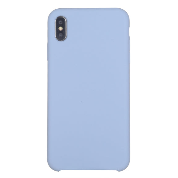 For iPhone XR Four Corners Full Coverage Liquid Silicone Case(Baby Blue)