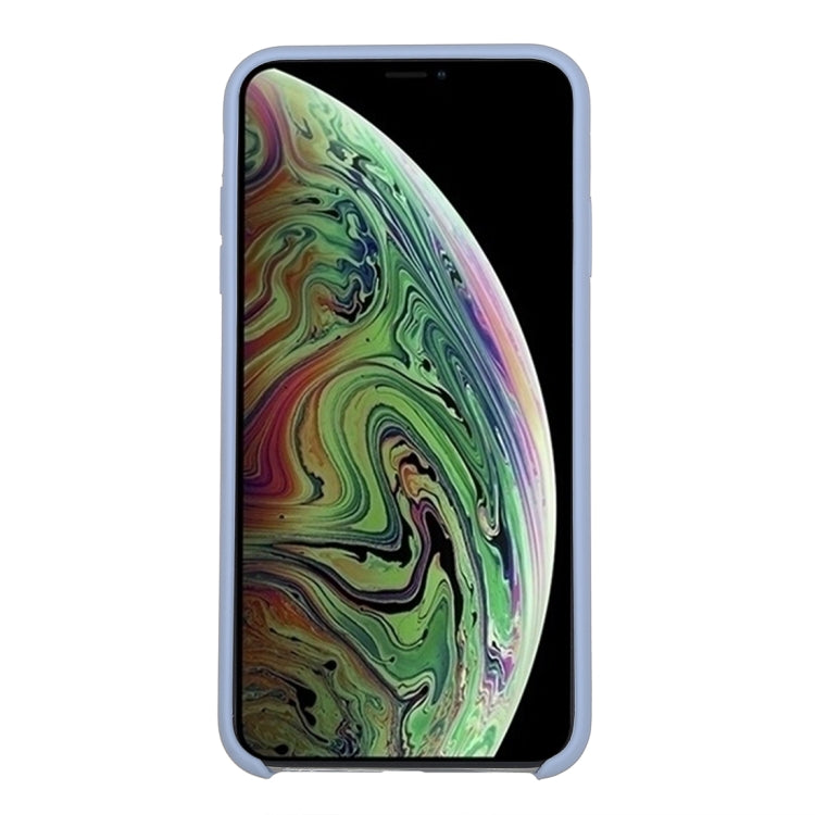 For iPhone XR Four Corners Full Coverage Liquid Silicone Case(Baby Blue)