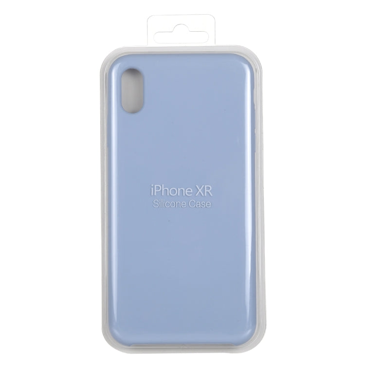 For iPhone XR Four Corners Full Coverage Liquid Silicone Case(Baby Blue)