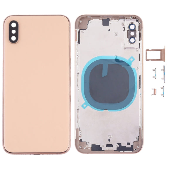 Back Cover with Camera Lens & SIM Card Tray & Side Keys for iPhone XS(Gold)