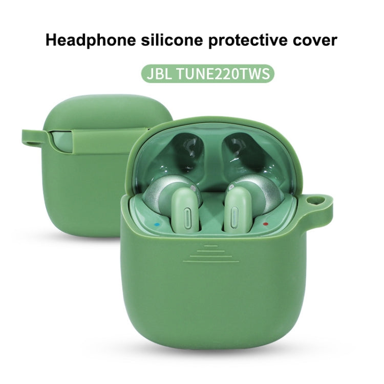 Wireless Earphones Pure Color Silicone Anti-fall Protective Case For JBL TUNE 220TWS(Grass Green)