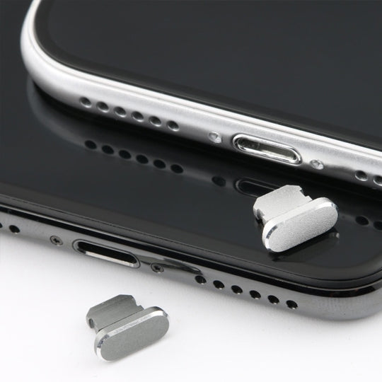 2pcs Universal 8 Pin Charging Port Metal Anti-Dust Plug for iPhone(Space Silver)