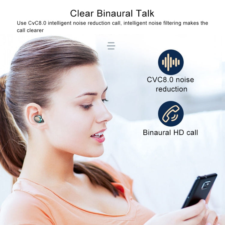 F9-5C Four-bar Breathing Light + Digital Display Noise Reduction Bluetooth Earphone with Hand Strap(Black)