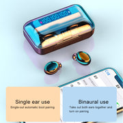 F9-5C Four-bar Breathing Light + Digital Display Noise Reduction Bluetooth Earphone with Hand Strap(White)