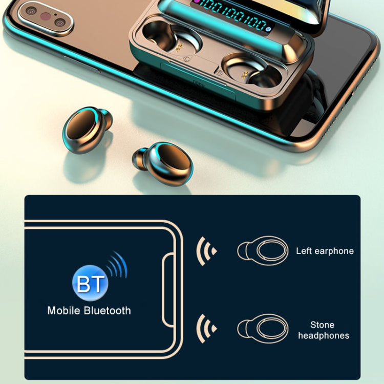 F9-5C Four-bar Breathing Light + Digital Display Noise Reduction Bluetooth Earphone with Hand Strap(White)