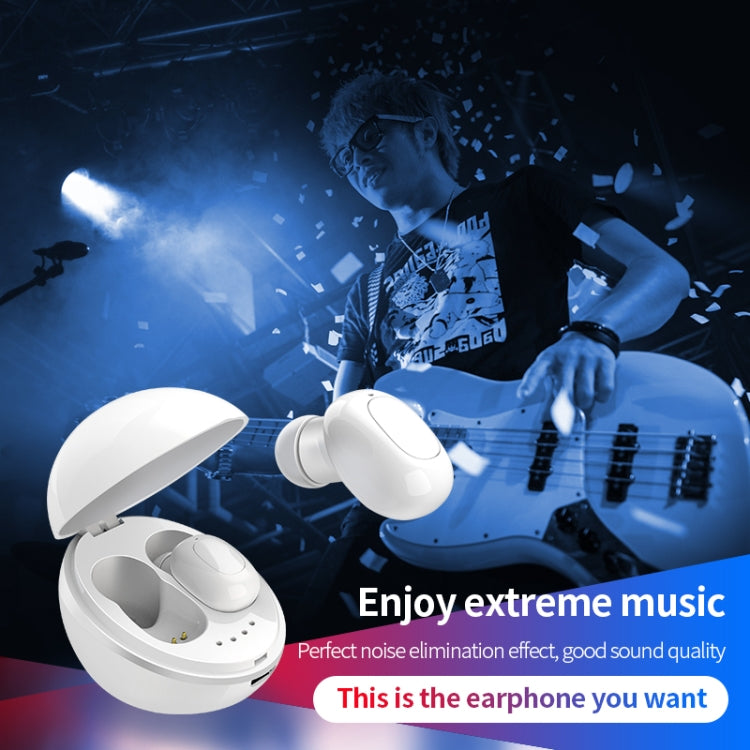 A10 TWS Space Capsule Shape Wireless Bluetooth Earphone with Magnetic Charging Box & Lanyard, Support HD Call & Automatic Pairing Bluetooth(Black White)