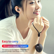 A10 TWS Space Capsule Shape Wireless Bluetooth Earphone with Magnetic Charging Box & Lanyard, Support HD Call & Automatic Pairing Bluetooth(White + Black)