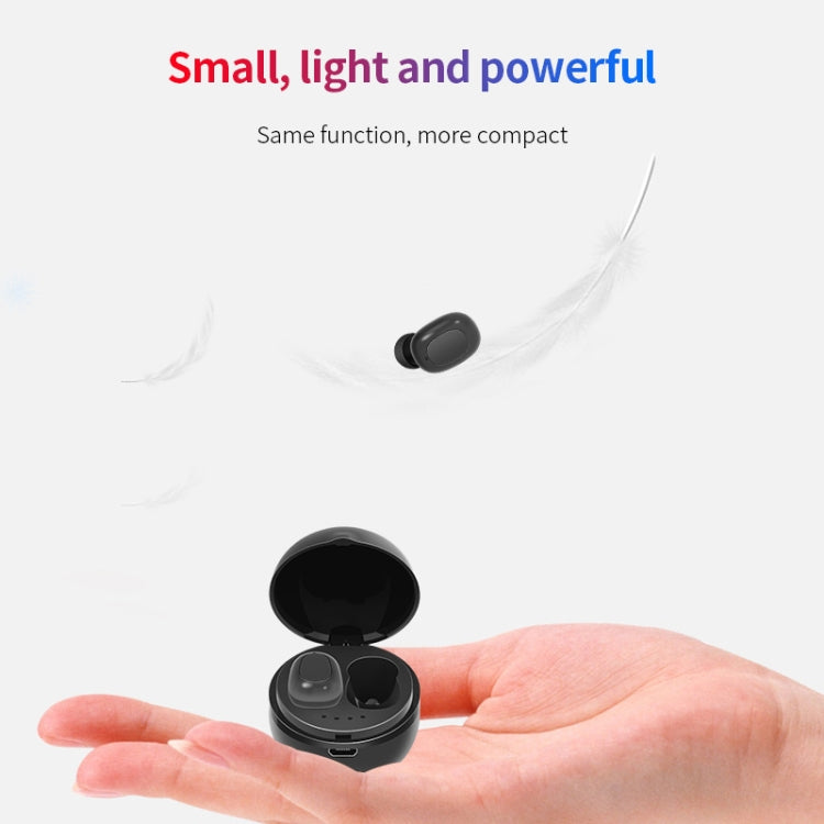 A10 TWS Space Capsule Shape Wireless Bluetooth Earphone with Magnetic Charging Box & Lanyard, Support HD Call & Automatic Pairing Bluetooth(White + Black)